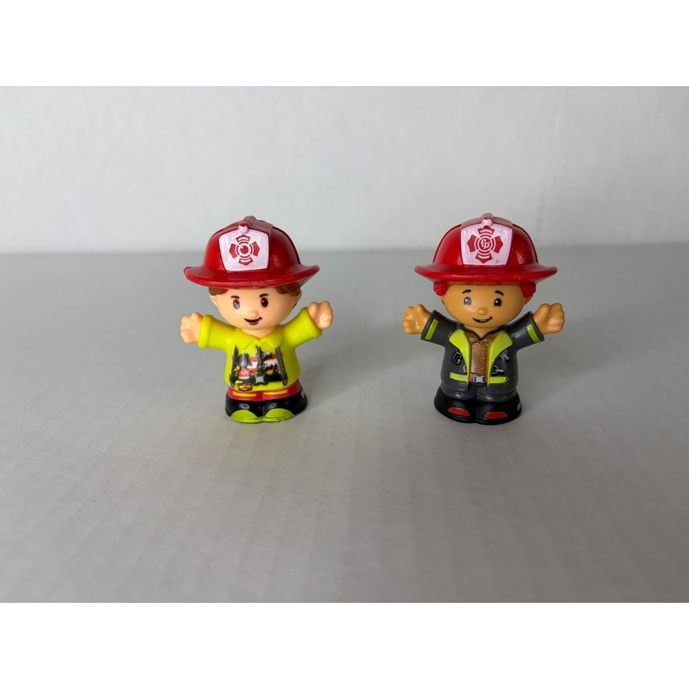 Fisher Price Little People Firefighter Figures Lot 2 Boy Girl Fireman Red Hats